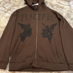 Brown Hoodie with Angel Print